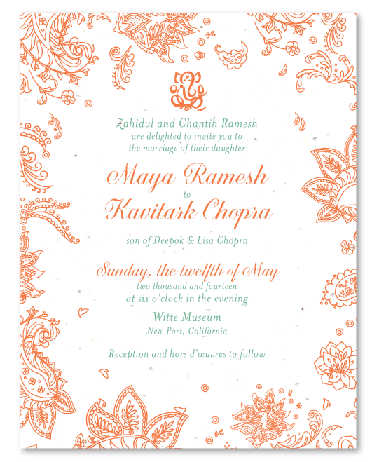 Indian Wedding Invitations on Seeded Paper