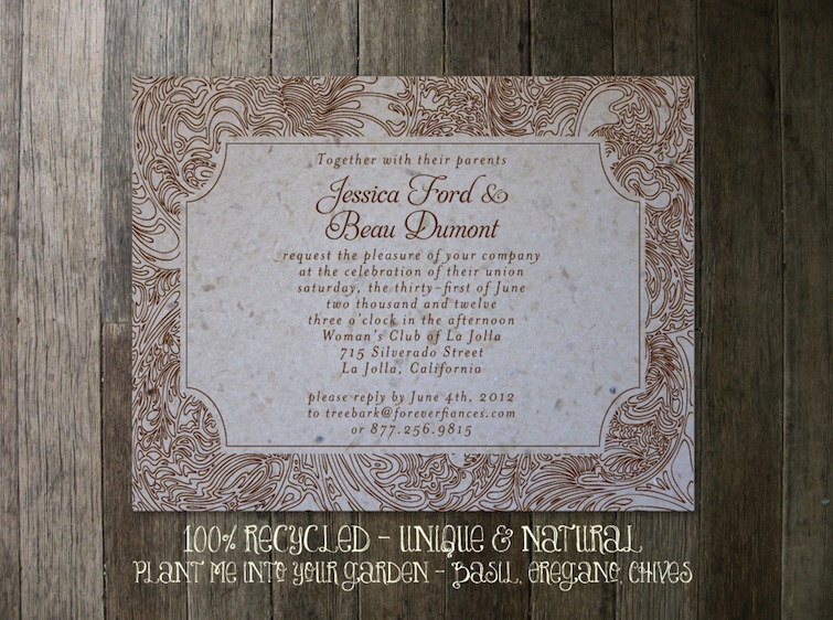 Tree Bark wedding invitations