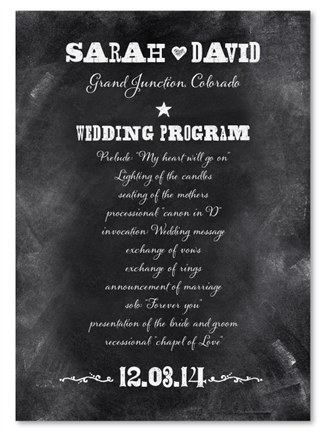 Chalkboard Wedding Programs ~ Old West by ForeverFiances Weddings ...