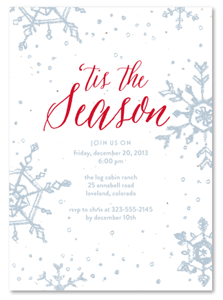 Holiday Party Invitations on seeded paper ~ Organic Snowflakes by Green ...