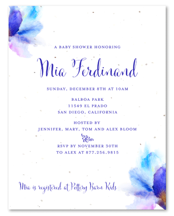 Unique Baby Shower Invitations on White seeded paper ~ Painted Iris by ...