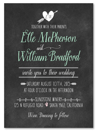 Chalk Wedding Invitations on 100% Recycled Paper - Simple Pleasures